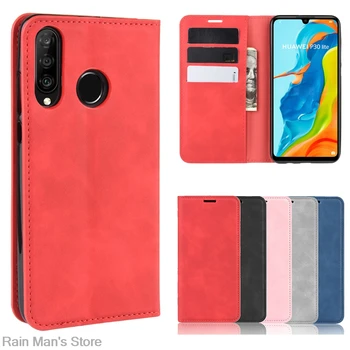 Magnetic adsorption Pu Leather Phone Case for Huawei P30 Lite XL Retro Case for Huawei P30 Lite New edition 2020 Wallet Business
