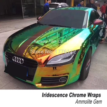 Højeste kvalitet Mystiker Chrome indpakning film Rainbow wrap Holografiske Bil mærkat lave indledende tack selvklæbende Forskellige farver