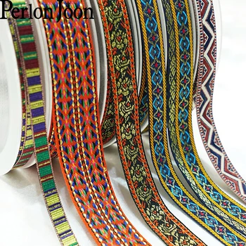 50yards farverige polyester Retro celebrity stil stropper broderi jacquard bånd tøj, taske, sko dekorative bånd ZD011