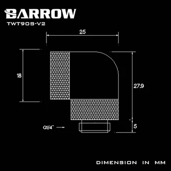 Barrow TWT90S-V2 Roterende Beslag,90degree Dobbelt Roterende Adapter Sort/Sølv vandkøler heatsink gadget
