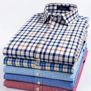 Top Sælge Bomuld Farverige Trykt Twill Plaid Business Casual Langærmet Shirt Til Mænd Fashion Brand Tynde Åndbart Camisa
