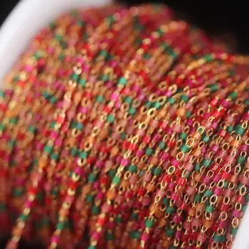 NYE! Mix Farve Japanske seed beads Rosenkrans Kæde,Forgyldt Messing Tråd Viklet Miyuki Delika Glass beaded Kæde Smykker