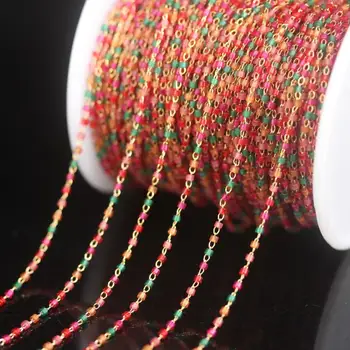 NYE! Mix Farve Japanske seed beads Rosenkrans Kæde,Forgyldt Messing Tråd Viklet Miyuki Delika Glass beaded Kæde Smykker