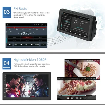 Podofo Android 8.1 Bil Radio GPS Bluetooth-MP5 Multimedie-afspiller 2 Din 7
