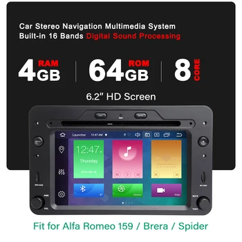 AutoRadio 1din 6,2 tommer Android 10 Car Multimedia Stereo GPS-Afspiller Til Alfa Romeo 159 939 Brera Spider 2006 2007 2008 2009 2010