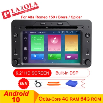 AutoRadio 1din 6,2 tommer Android 10 Car Multimedia Stereo GPS-Afspiller Til Alfa Romeo 159 939 Brera Spider 2006 2007 2008 2009 2010