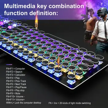 Mode Kablede Mekanisk Gaming Tastatur 104 Tasterne USB-Baggrundsbelyst Spil Tastaturer til Tabletten Desktop-PC ' er Sort