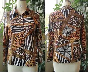 Sommeren Gule Stor Størrelse Kontor Damer Sexy Club Kvinder Bluser Casual Retro Slank Revers Leopard Print Overdele Mode-Shirts