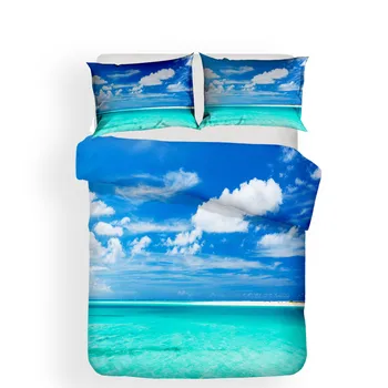 Strøelse Sæt 3D Printet Duvet Cover Sæt sengelinned-Stranden og Havet Bølge boligtekstiler for Voksne Sengetøj med Pudebetræk #HL18