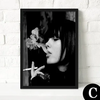 Moderne Lærred Maleri Sort og Hvid Smoking Kvinder Billeder Til Stue, Soveværelse Lærred Kunst A4 Plakater Uden Ramme