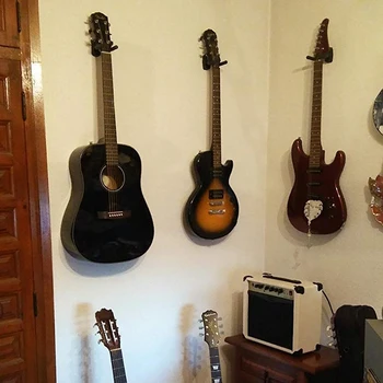 8 x Guitar Krog Indehaver vægbeslag Vise Akustisk Guitar Stå Ukulele Bas, Mandolin, Banjo vægbeslag Bøjler Sort