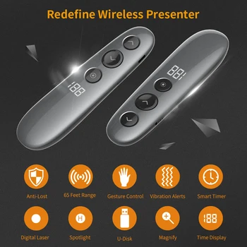Spotlight Præsentation Fjernbetjening, Doosl Wireless Presenter med Avanceret Digital Fremhæve Forstørre, Støtte LED/LCD-Universal