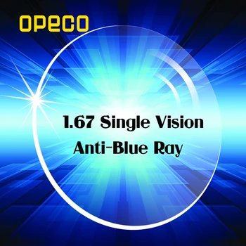 Opeco 1.67 Høj Indeks Anti Blue Ray Enkelt Syn Linser Klar Farve Stråling Recept Nærsynethed eller Læse Eye Linse