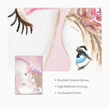 Pink Børnehave Pige Blomst Væg Kunst, Lærred Maleri Hest Swan Nordiske Plakater og Prints Væg Billeder til stuen, børneværelset