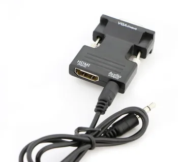 LS HDMI Til VGA Converter Adapter med Lyd Kvinde Til Mand Kabler 720/1080P for HDTV-Monitor TV-box Projektor Bærbare PC, PS4
