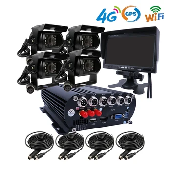 4CH 4G GPS WIFI 1080P 3TB HDD Mobile Køretøjer Bil DVR Video-Optager System SONY IP69 Bagsiden Foran Kameraet for Lastbil Varevogn Bus RV