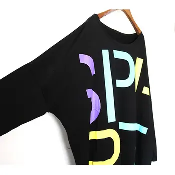 XITAO Brev Mønster Kvast Hem T-Shirt Kvinder Mode Pullover 2020 Foråret Lille Frisk Korea Nye Elegante Mindretal Tee DMY2543