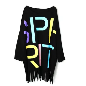 XITAO Brev Mønster Kvast Hem T-Shirt Kvinder Mode Pullover 2020 Foråret Lille Frisk Korea Nye Elegante Mindretal Tee DMY2543