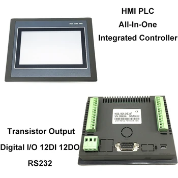 HMI, PLC Alt-i-en Integreret Controller 4,3 Tommer Touch-Panel DC24V-Transistor Output Digital I/O 12DI 12DO RS232 FX2N