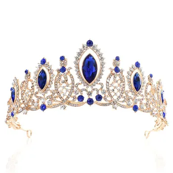 Mode Smykker Brude Hår Pynt Crystal Stor Tiara Rhinestone Bryllup Festspil Crown Kostume Part Hovedklæde Hår Smykker LB