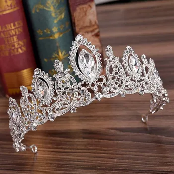 Mode Smykker Brude Hår Pynt Crystal Stor Tiara Rhinestone Bryllup Festspil Crown Kostume Part Hovedklæde Hår Smykker LB