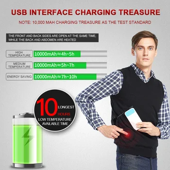 Batteri Opvarmet Sweater Mænd Udendørs USB-Infrarød Varme Vest Jakke Vinter Fleksible El-Termisk Tøj Vest