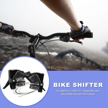 1 Par Aluminium Holdbar Mountainbike Shifter 3 x 7/8/9/10/11 Hastighed MTB Cykel Gear arm Sæt med Indre gearkabler