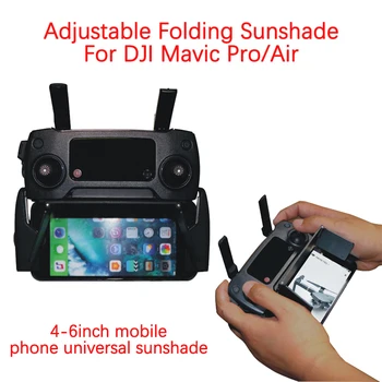 For DJI Mavic Pro/Air/Spark Fjernbetjening, Mobiltelefon Søn Hætte Parasol Folde Hood Justerbart Visir Støtte 4-6tommer-Skærm