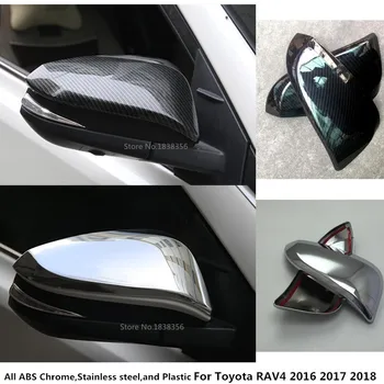 For Toyota RAV4 2016 2017 2018 ABS Chrome Udsmykning Stick bagfra Rearview Side Glas Spejl Hætte Trim Støbning Pynt 2stk