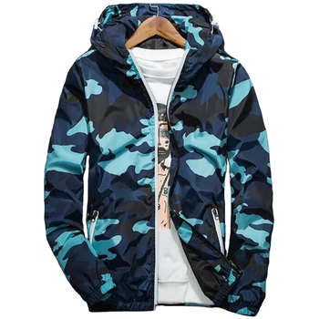 Spring jacket vindjakke camouflage jakker herre casual hætteklædte lysende lynlås 4xl streetwear camo frakker jaqueta masculina