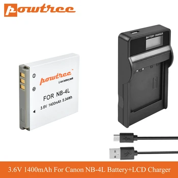 POWTREE NB-4L 1400mAh Udskiftning Digital Kamera Li-ion Batteri til Canon IXUS 30 40 50 55 60 65 70 75 NB4L NB 4L SD300 L7