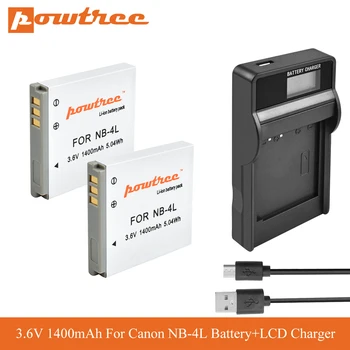 POWTREE NB-4L 1400mAh Udskiftning Digital Kamera Li-ion Batteri til Canon IXUS 30 40 50 55 60 65 70 75 NB4L NB 4L SD300 L7