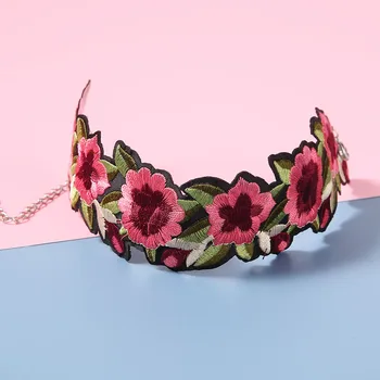 2021 Røde Blomster Broderi Halskæder Til Kvinde Personlig Bohemia Hals Kæder Kvindelige Vintage Mode-Accessorie Unikke Smykker