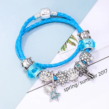 Sommer Style Læder Charms Armbånd til Starfish Vedhæng Passer Oprindelige Fine Armbånd Til Kvinder Pulseira Smykker