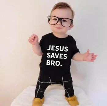 Jesus Bro Baby Kids T-Shirt, Barn Brev Print Tee Unisex Sjove Toppe Drenge Piger Religous Spille Shirt Udstyr Sommer