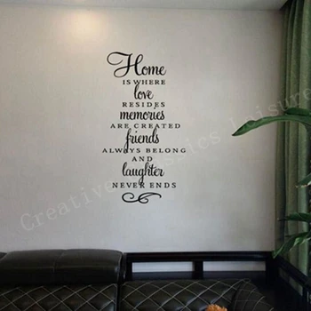 Gratis forsendelse væggen citat klistermærker home decor - Hjem er der, hvor kærlighed bor...Moderne kunst på væggene vinyl klistermærker decal