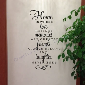 Gratis forsendelse væggen citat klistermærker home decor - Hjem er der, hvor kærlighed bor...Moderne kunst på væggene vinyl klistermærker decal