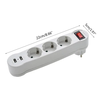 Dual USB EU-stikdåse terminalkort Konvertering Stik 1 til 3-Vejs Port Power Adapter Stik Rejse Stik