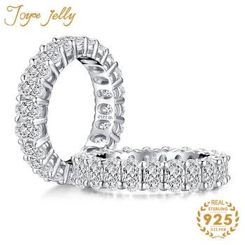 JoyceJelly Classic Ægte 925 Sterling Sølv Ring For charme dame Med 5A Oval Zircon sten bryllupsfest Smykker gaver
