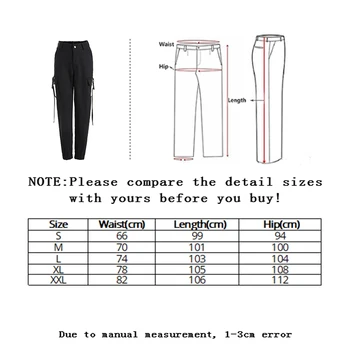 Vangull Streetwear Cargo Pants Kvinders Afslappet Joggere Sort Høj Talje Løs Kvindelige Bukser Koreansk Stil Damer Bukser, Capris