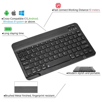 Ultra Slim Mms-Aluminium Trådløse Bluetooth-Tastatur Til IOS Android Tablet PC Windows Til Min IPad Bluetooth Tastatur