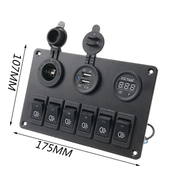 12V 6 Bande Bil, Blå LED, Kredsløb, Rocker Switch Panel-Dual USB Oplader Båden Rocker Switch Control Panel Sæt