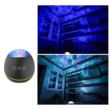 LED Ocean Projektion Lampe Soveværelse Sengen bordlampe 8-Tilstande Bluetooth Musik Højttaler Projektor Sovende Lys Med Fjernbetjening