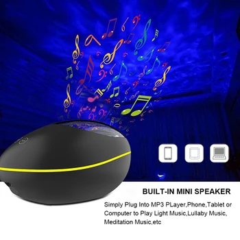 LED Ocean Projektion Lampe Soveværelse Sengen bordlampe 8-Tilstande Bluetooth Musik Højttaler Projektor Sovende Lys Med Fjernbetjening