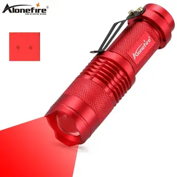AloneFire SK68 Mini Justerbar Rødt Lys Lommelygte Foucs Zoom Taktisk Lommelygte Torch til Jagt Detektor