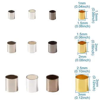 1,5 mm Messing Rør Crimp End Perler Smykker Resultater for DIY Sølv Platinum Farve, hullet: 1mm,ca 1700pcs/10g