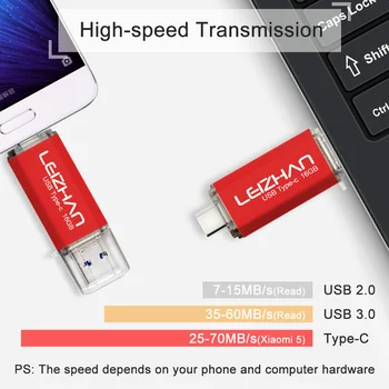 LEIZHAN 2stk Photostick Type C USB Flash Drive 16GB, 32GB, 64GB 128GB High Speed USB 3.0-Pendrive, Pen-drev, USB-C Memory stick