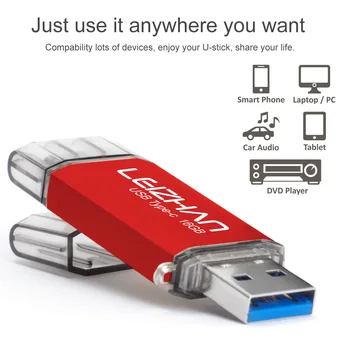 LEIZHAN 2stk Photostick Type C USB Flash Drive 16GB, 32GB, 64GB 128GB High Speed USB 3.0-Pendrive, Pen-drev, USB-C Memory stick