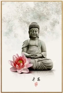 Ny Kinesisk Blæk Blomster Buddha Væg Kunst Udskriv Billede Lærred Maleri Plakat Til Stuen Ikke Indrammet