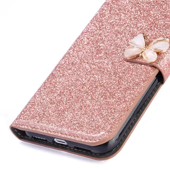 Bling Glitter Bue Magnetisk Læder taske Til iPhone 11 pro max antal XS Antal XR-X Luksus-Book Flip Wallet Cover Til iphone 7 8 6 6s Plus